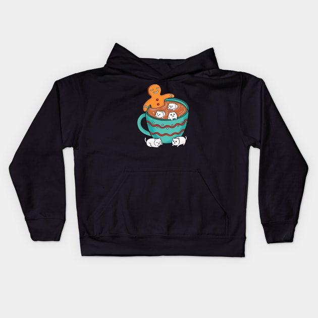 Cozy Gingerbread man Kids Hoodie by coffeeman